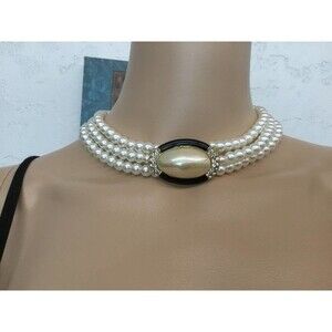 Vintage Three Strand Faux Pearl Necklace